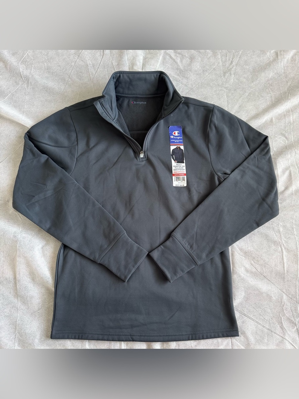 Champion Men's Quarter-Zip Pullover Sweatshirt Performance Spandex Small Gray